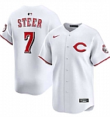 Men's Cincinnati Reds #7 Spencer Steer White 2025 Home Limited Stitched Jersey Dzhi,baseball caps,new era cap wholesale,wholesale hats